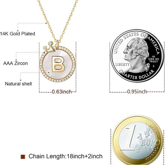 Gold Initial Necklaces for Women 14K Gold Plated Dainty Letter Chain Necklace Pe - Picture 2 of 7